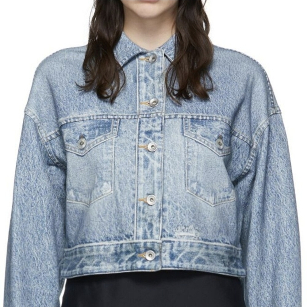 Rag & Bone Miramar Crop Denim Print Jacket Sz Med